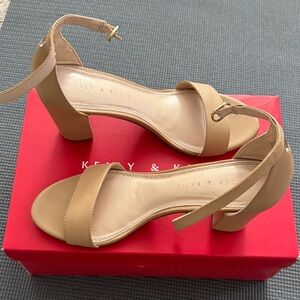Kelly & Katie Nude/Tan Ankle-Strap Block Heels